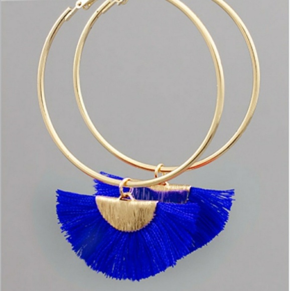 Fan Tassel Dangle Hoop - Picture 1 of 2